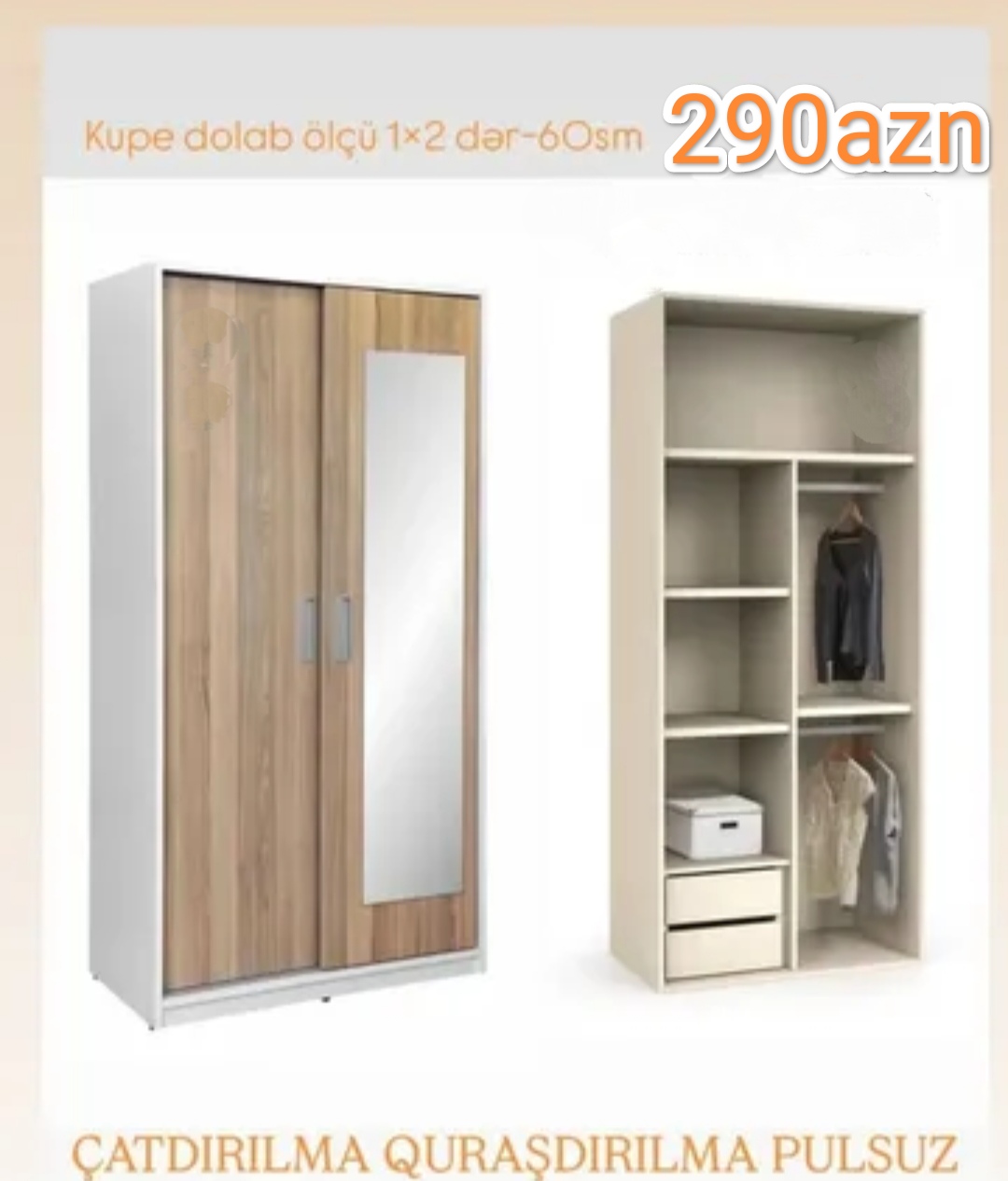 Küpe dolab Sifarişlə hazırlanır Rəng seçimi var Ölçü