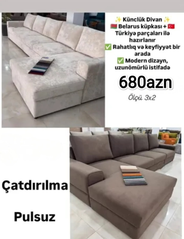 Künc divan Sifarişlə hazırlanır Rəng seçimi var Ölçü