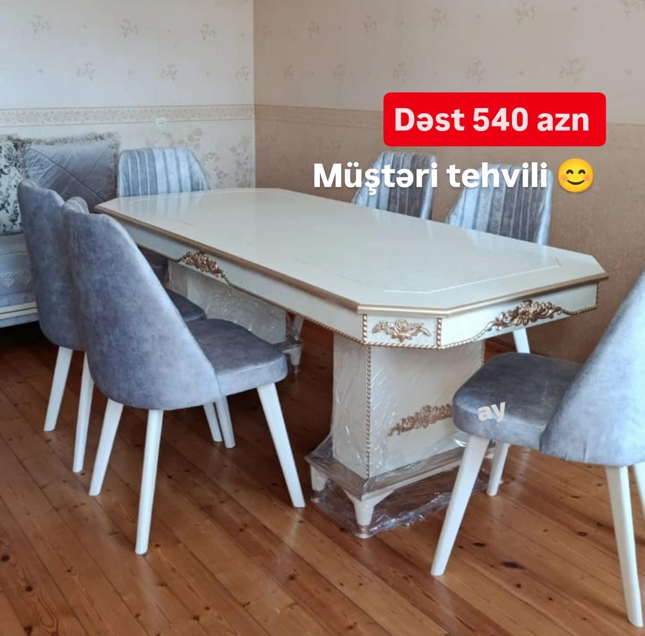 *Masa desti 540AZN* 🔹 MDF masa — 93×2 🔹 6 ədəd stul 🔹 Rəng