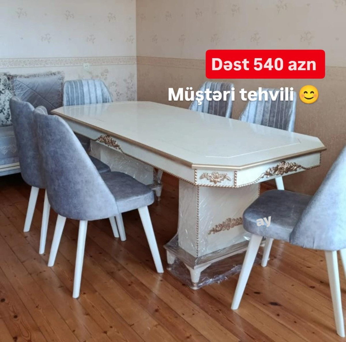 *Masa desti 540AZN* 🔹 MDF masa — 93×2 🔹 6 ədəd stul 🔹 Rəng