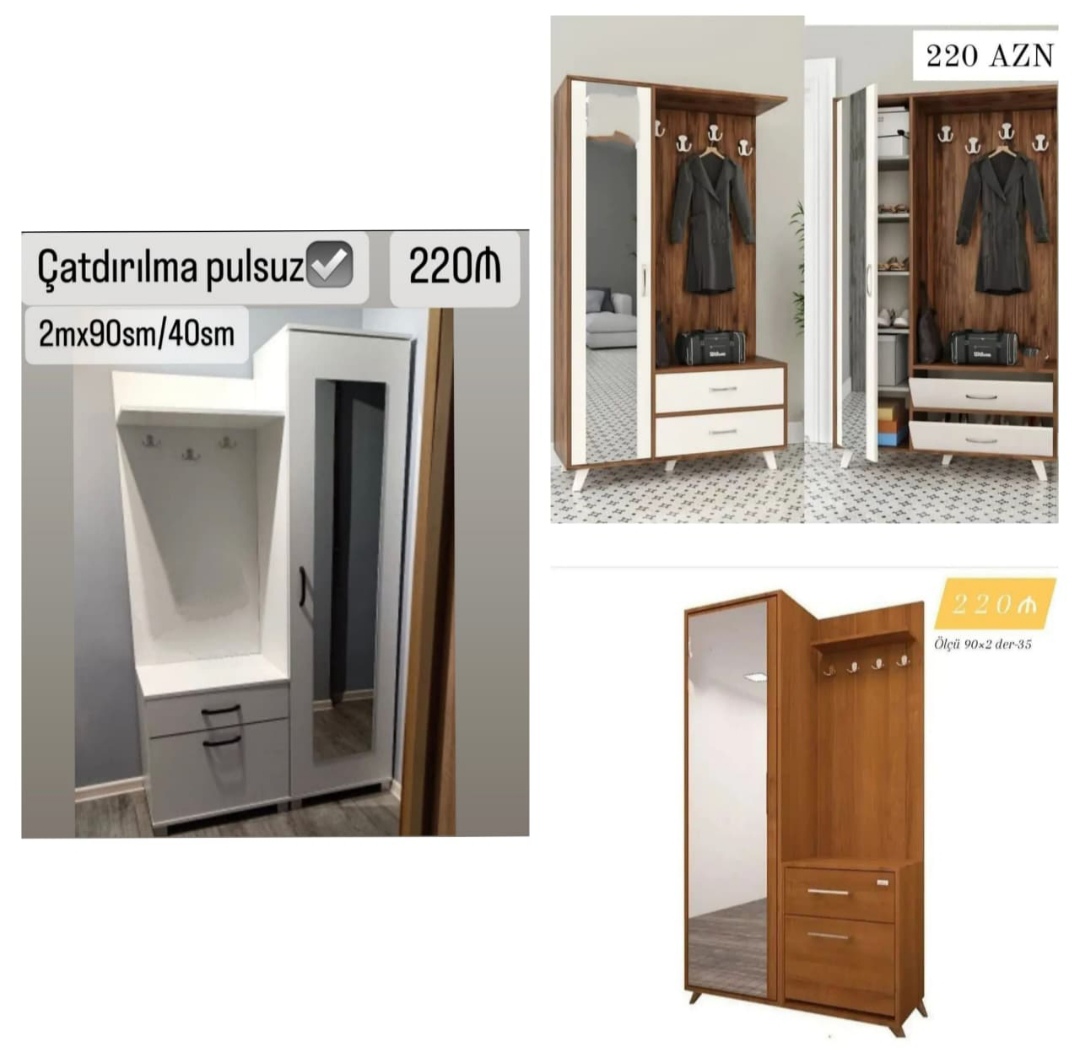 Dəhliz dolabı Sifarişlə hazırlanır Rəng seçimi var Qiyməti