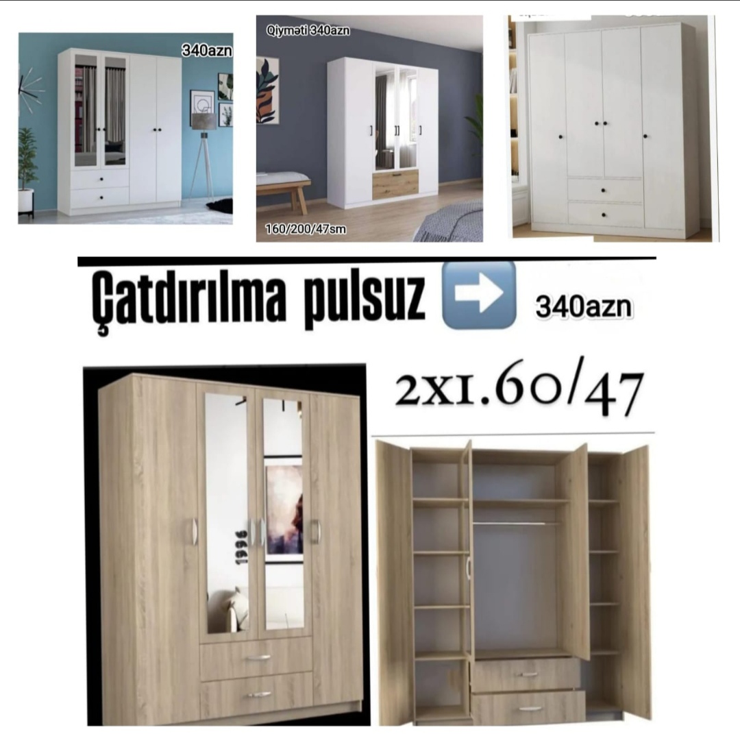 4Qapili dolab Sifarişlə hazırlanır Rəng seçimi var Ölçü