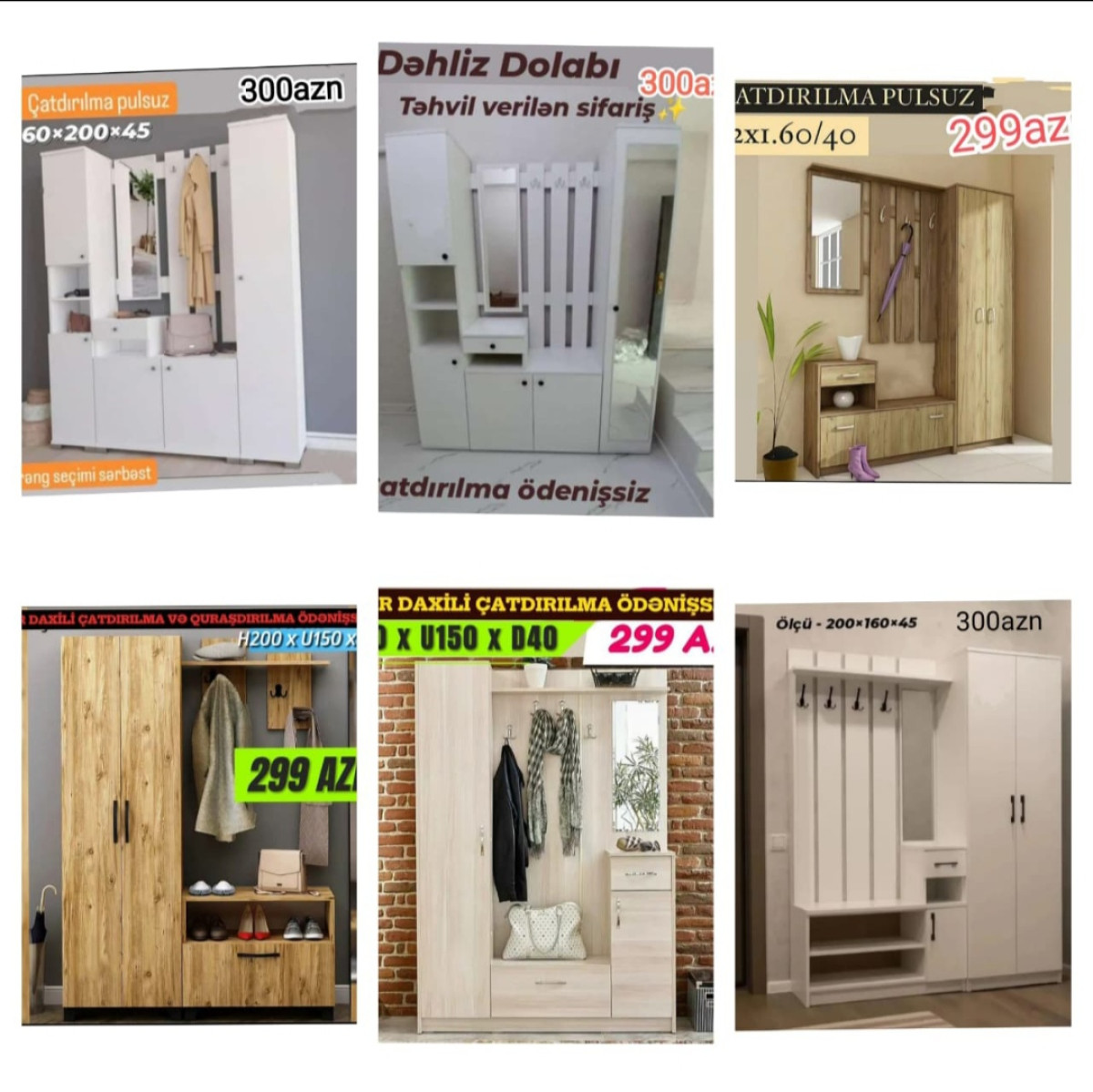 Dəhliz mebeli Sifarişlə hazırlanır Rəng seçimi var Qiyməti