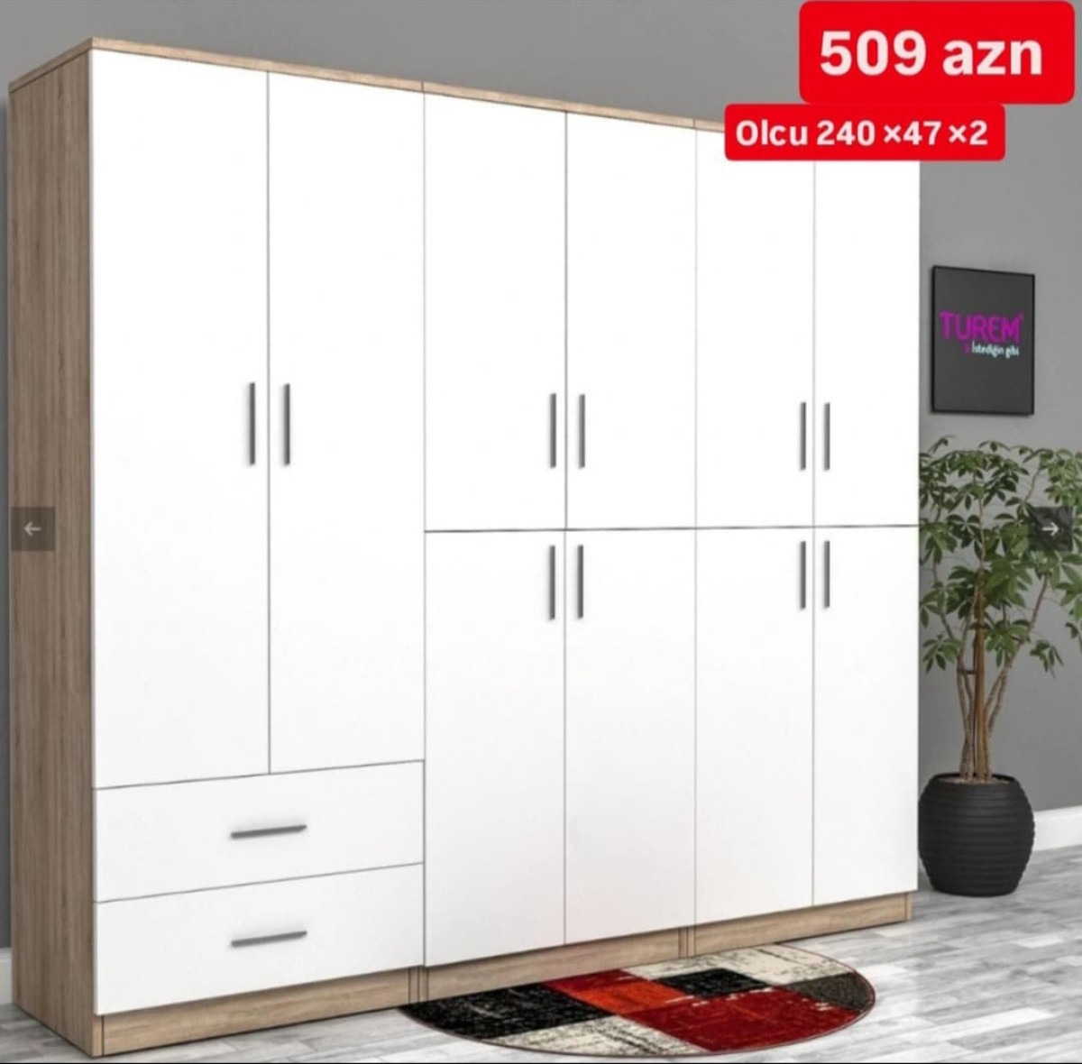 6Qapili dolab Sifarişlə hazırlanır Rəng seçimi var Ölçü