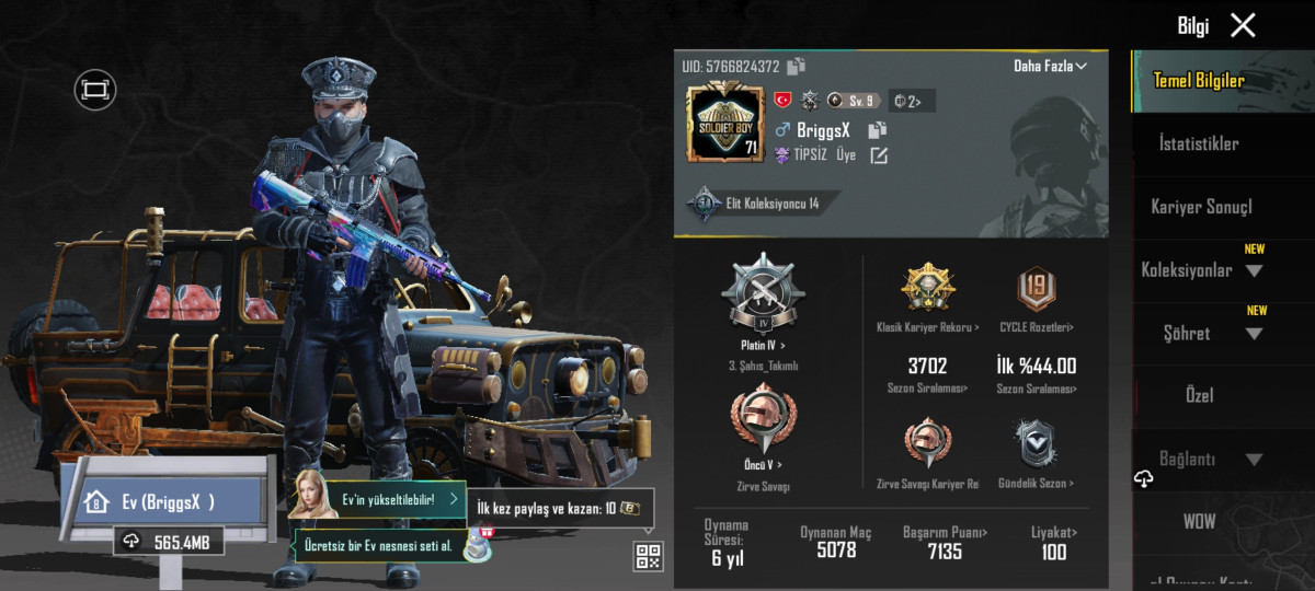 Pubg Mobile hesabı,2019 hesabıdır dəyərli s2 maska,seti