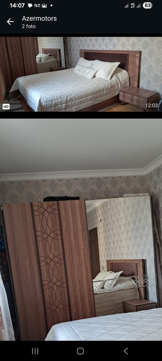 Yataq dəsti çarpayı matrasla 2 tumba şkaf birgə 750 azn