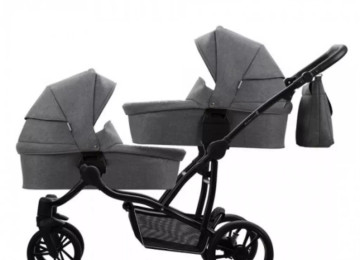 İkizlər üçün Bebetto42 Comfort kalyaska Rəngi: boz + qara
