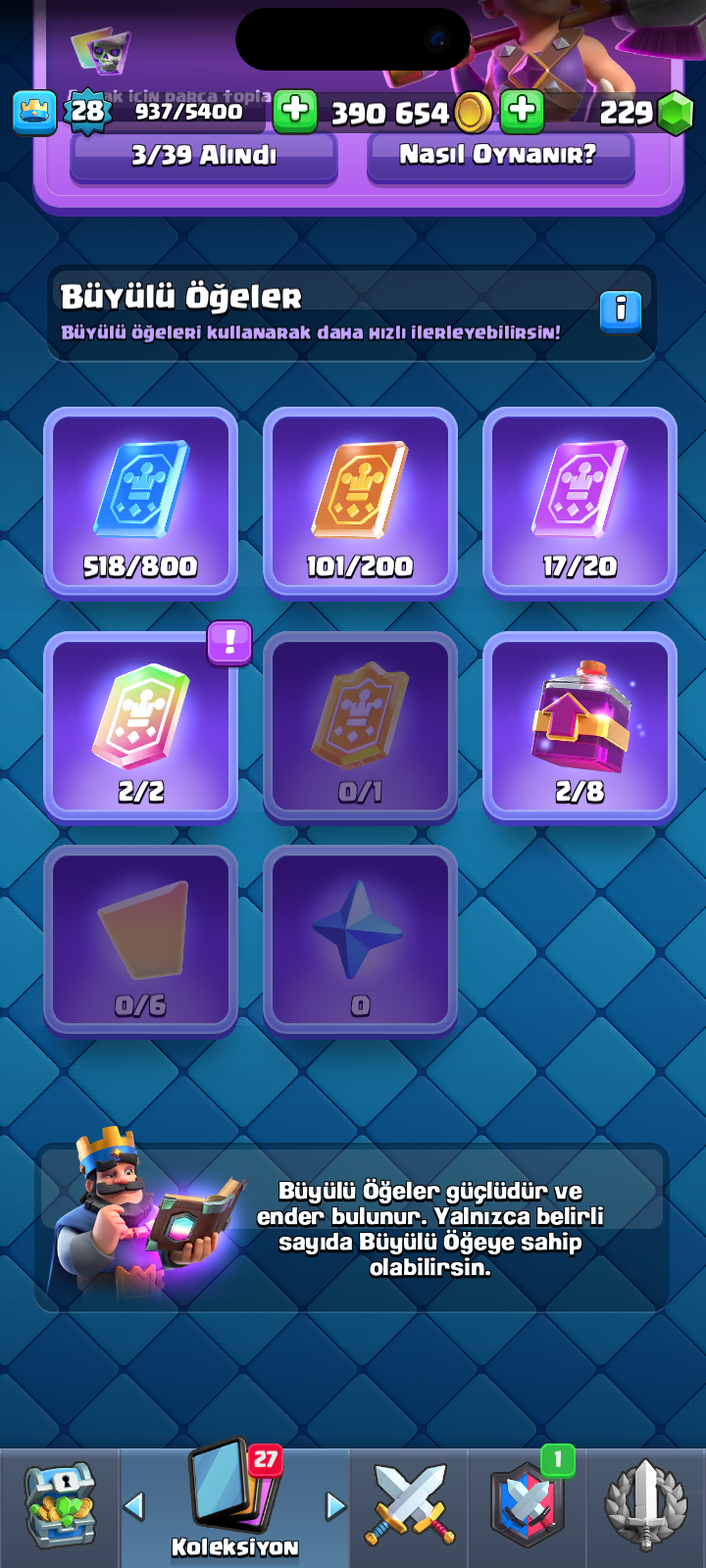 Clash Royale Hesabı 5 min kupa,28 svy.Hesabin envanteri