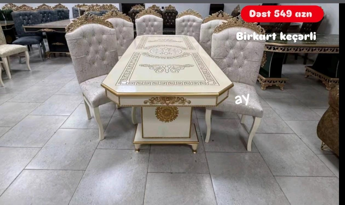 🪑 *Masa dəsti (stol + stul)* 📏 Ölçü: 93×2 🪑 6 ədəd oturacaq