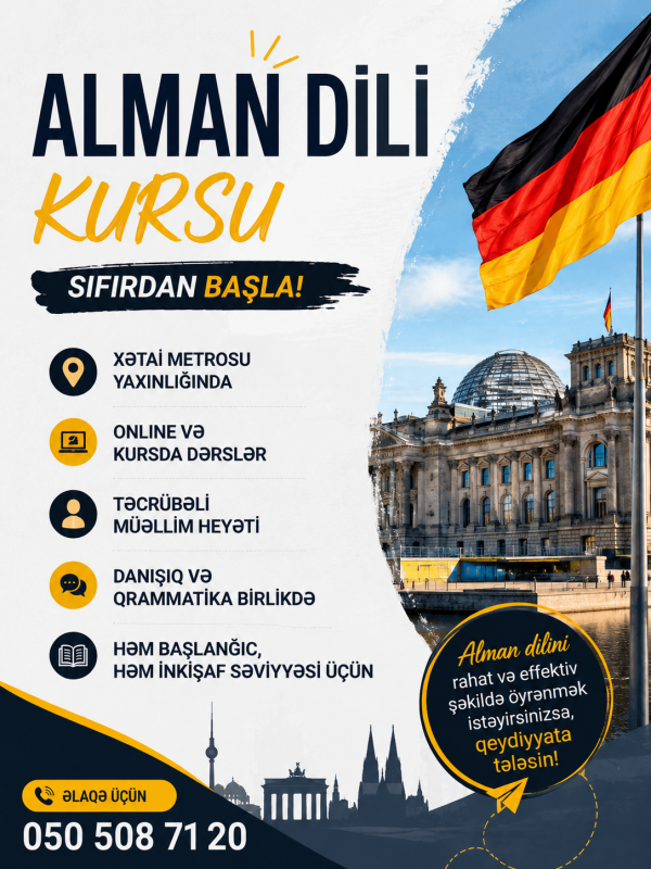 🇩🇪 Alman dili kursu – Sıfırdan başla! 📍 Xətai metrosu